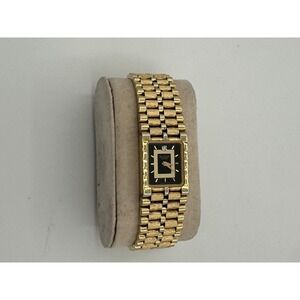 New Bulova BLK/Gold Tone Dial Stainless Steel Women's Watch 92K 3o